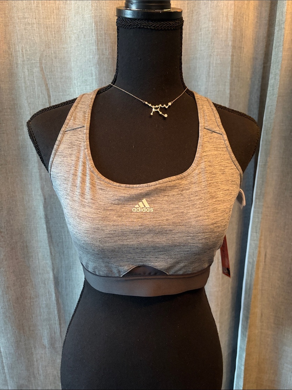 adidas Heather Grey Medium-Impact Sports Bra with Scoop Neck